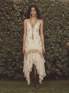 V-neck lace camisole dress with irregular hem for women, mid length skirt