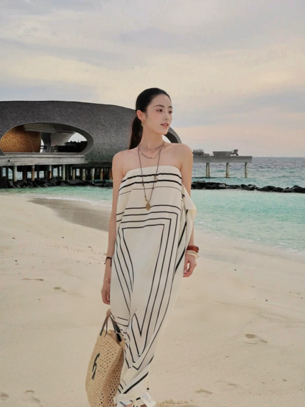 Strapless dress for women, light luxury, socialite, high-end feel
