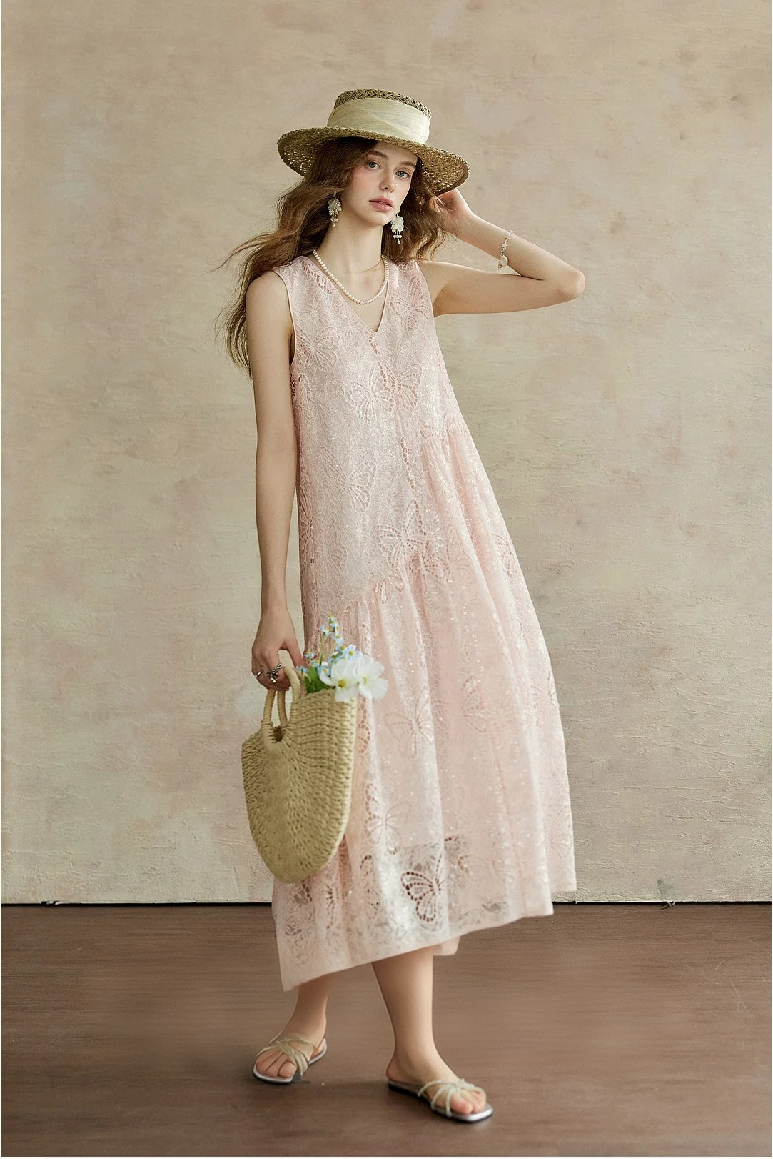 Lace Embroidered Dress, New Long Skirt Lace Embroidered Dress, New Long Skirt