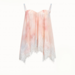 Chiffon lace hem with a drape, ruffled edges, lazy strapless top