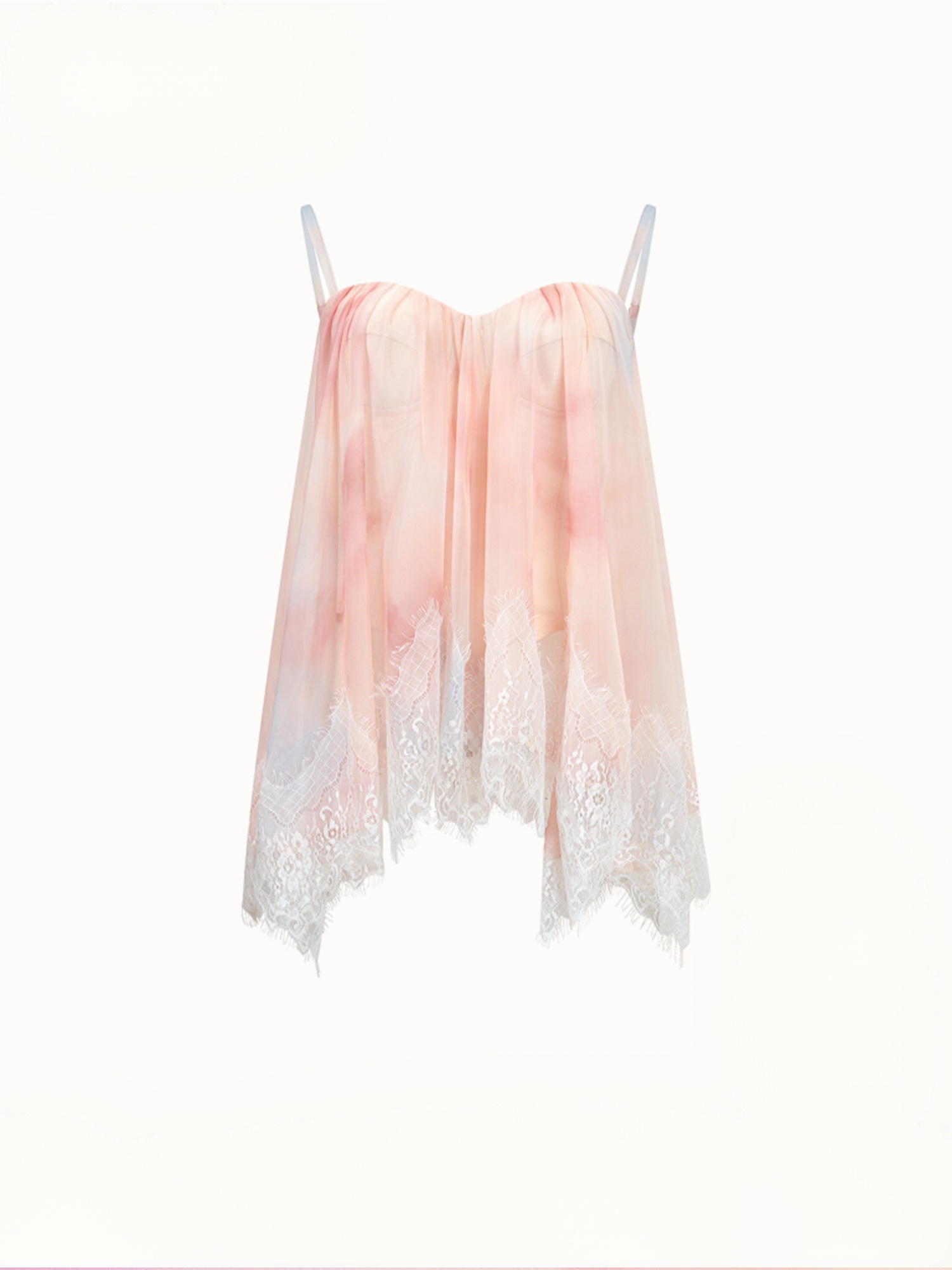 Chiffon lace hem with a drape, ruffled edges, lazy strapless top Chiffon lace hem with a drape, ruffled edges, lazy strapless top