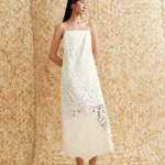 Customized embossed lace embroidered patchwork suspender dress