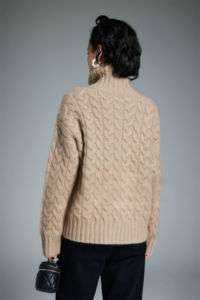 Twisted flower stand up collar cardigan sweater jacket