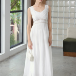 Splicing lace V-neck sleeveless dress