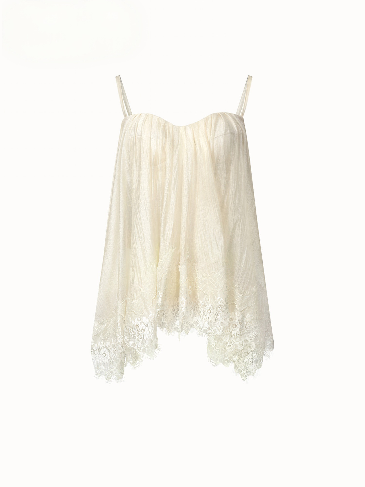 Chiffon lace hem with a drape, ruffled edges, lazy strapless top Chiffon lace hem with a drape, ruffled edges, lazy strapless top