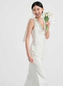 High waisted slim fit long fish tail vest dress