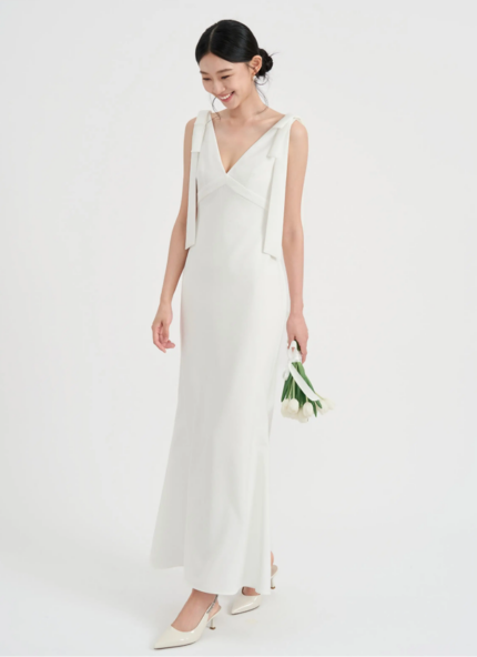 High waisted slim fit long fish tail vest dress
