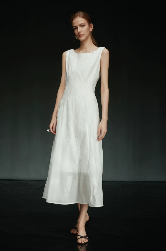 White textured sleeveless dress for women White textured sleeveless dress for women