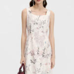Short sleeved dress with French style and high-end floral pattern