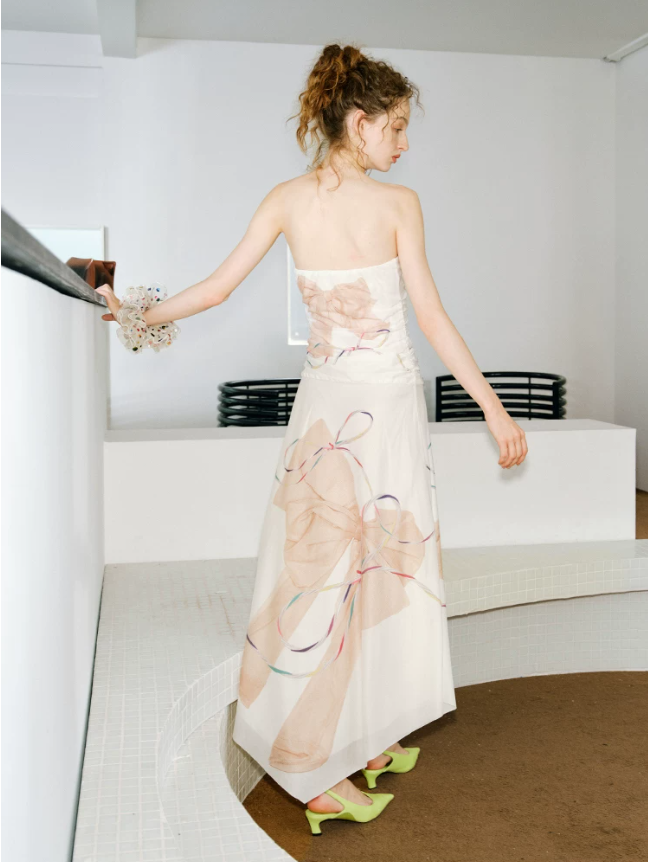 Bow print strapless knit dress Bow print strapless knit dress