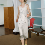 Chiffon rhinestone camisole dress, women's French niche dress