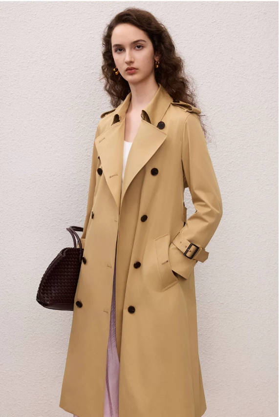 Retro French Medium length Coat for Women Autumn New Collection Waist Shoulder Windbreaker Retro French Medium length Coat for Women Autumn New Collection Waist Shoulder Windbreaker