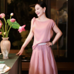 Cold toned lotus root powder double-layer silk cotton breathable and cool new Chinese style top&skirt