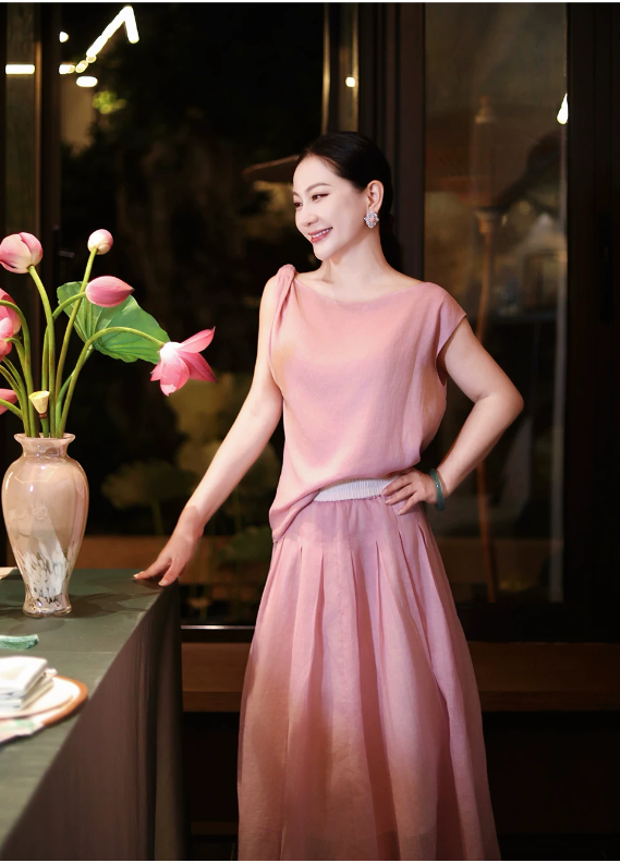 Cold toned lotus root powder double-layer silk cotton breathable and cool new Chinese style top&skirt Cold toned lotus root powder double-layer silk cotton breathable and cool new Chinese style top&skirt