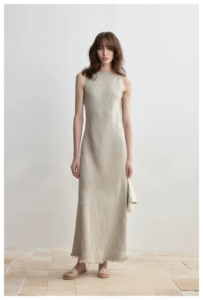 Handmade tassel edge skirt+deep back U-neck long skirt for women's summer sleeveless vacation dress