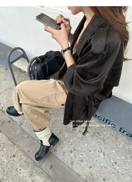 Stylish short commuter trench coat