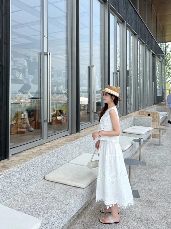 Hanma H-shaped elastic waist hook flower hollow half skirt