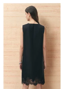 Sheep hair, mulberry silk, satin embroidered lace A-line dress