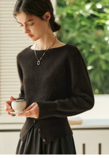 French one neck sweater for women