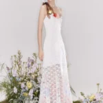 French lace fishtail skirt with waist cinching flower decoration suspender skirt