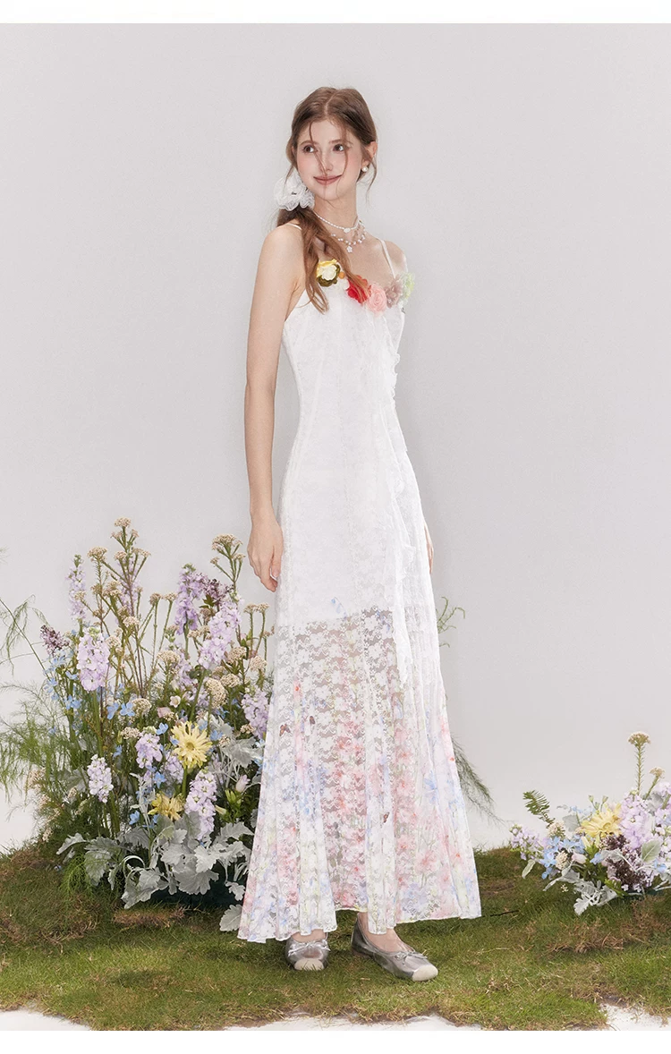 French lace fishtail skirt with waist cinching flower decoration suspender skirt French lace fishtail skirt with waist cinching flower decoration suspender skirt