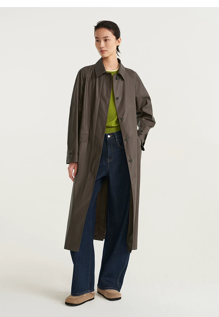 26 Autumn Olive Green Straight Body Micro A Edition Long Windbreaker Coat-2708041238 26 Autumn Olive Green Straight Body Micro A Edition Long Windbreaker Coat
