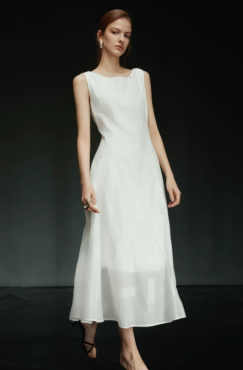 White textured sleeveless dress for women White textured sleeveless dress for women