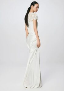 High waisted satin hanging half skirt made of silk A-line fish tail long skirt