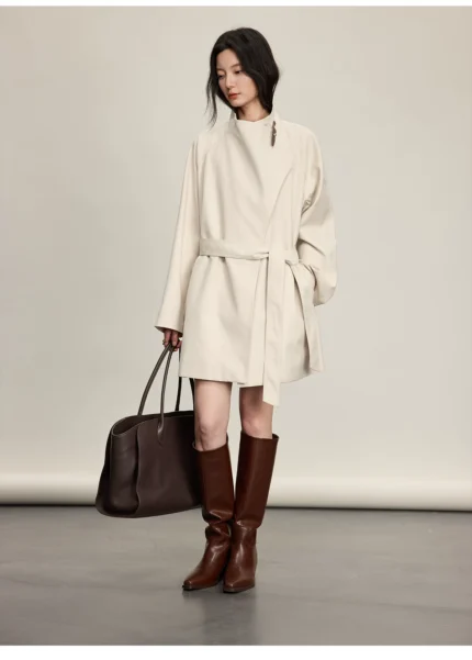 Swing collar retro one button windbreaker for women