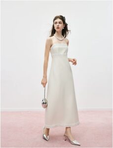 Strap top dress for women in spring, small fragrance style, sleeveless long vest dress