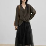 Women's twisted V-neck sweater