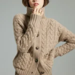 Twisted flower stand up collar cardigan sweater jacket