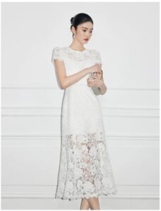 French lace fishtail dress for women