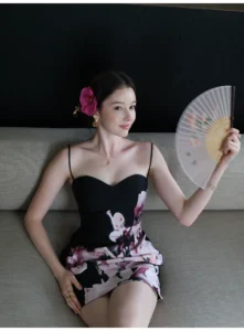 Slimming strapless camisole dress set