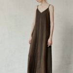 Silk blend camisole vest dress sleeveless V-neck solid color dress