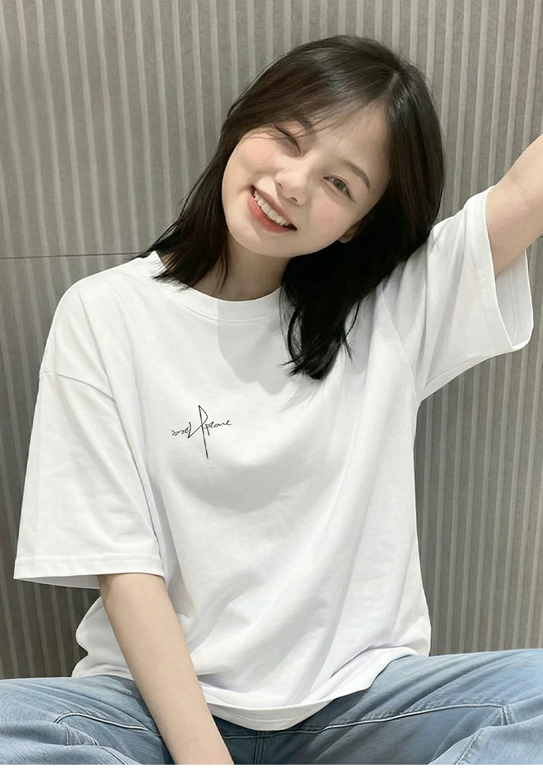 Round neck short sleeved T-shirt for women, 2026 new trendy pure cotton T-shirt Round neck short sleeved T-shirt for women, 2026 new trendy pure cotton T-shirt