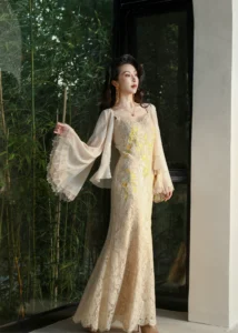 Coated Gold Car Bone Lace Heavy Industry Rose Embroidery Set Coat Dress