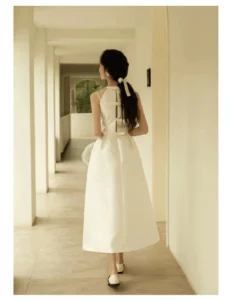 High end minimalist satin short dress