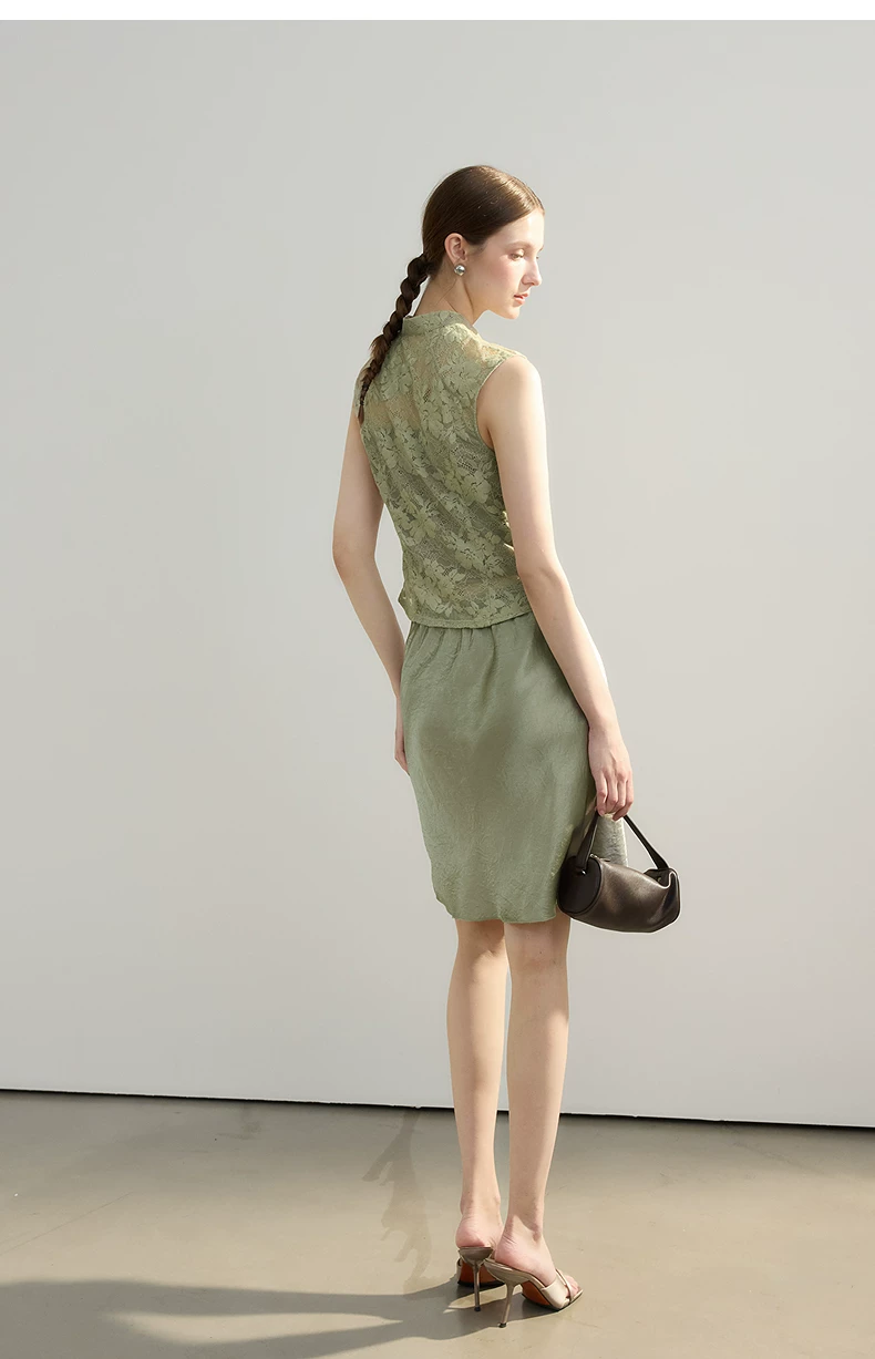 New Chinese style cigarette green suit with stand up collar lace top/vinegar half skirt New Chinese style cigarette green suit with stand up collar lace top/vinegar half skirt