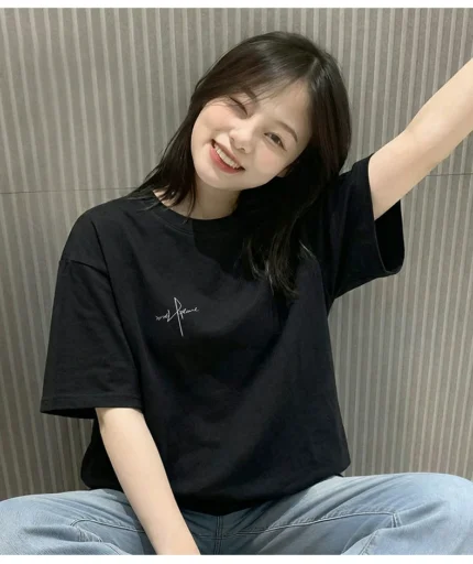 Round neck short sleeved T-shirt for women, 2026 new trendy pure cotton T-shirt