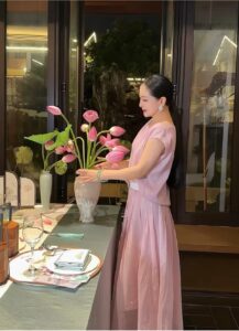 Cold toned lotus root powder double-layer silk cotton breathable and cool new Chinese style top&skirt
