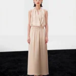 Hanging neck backless skirt, high waist slimming, A-line hanging vinegar dress