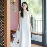 Pure linen lotus hollow embroidery sleeveless straight tube new Chinese style dress