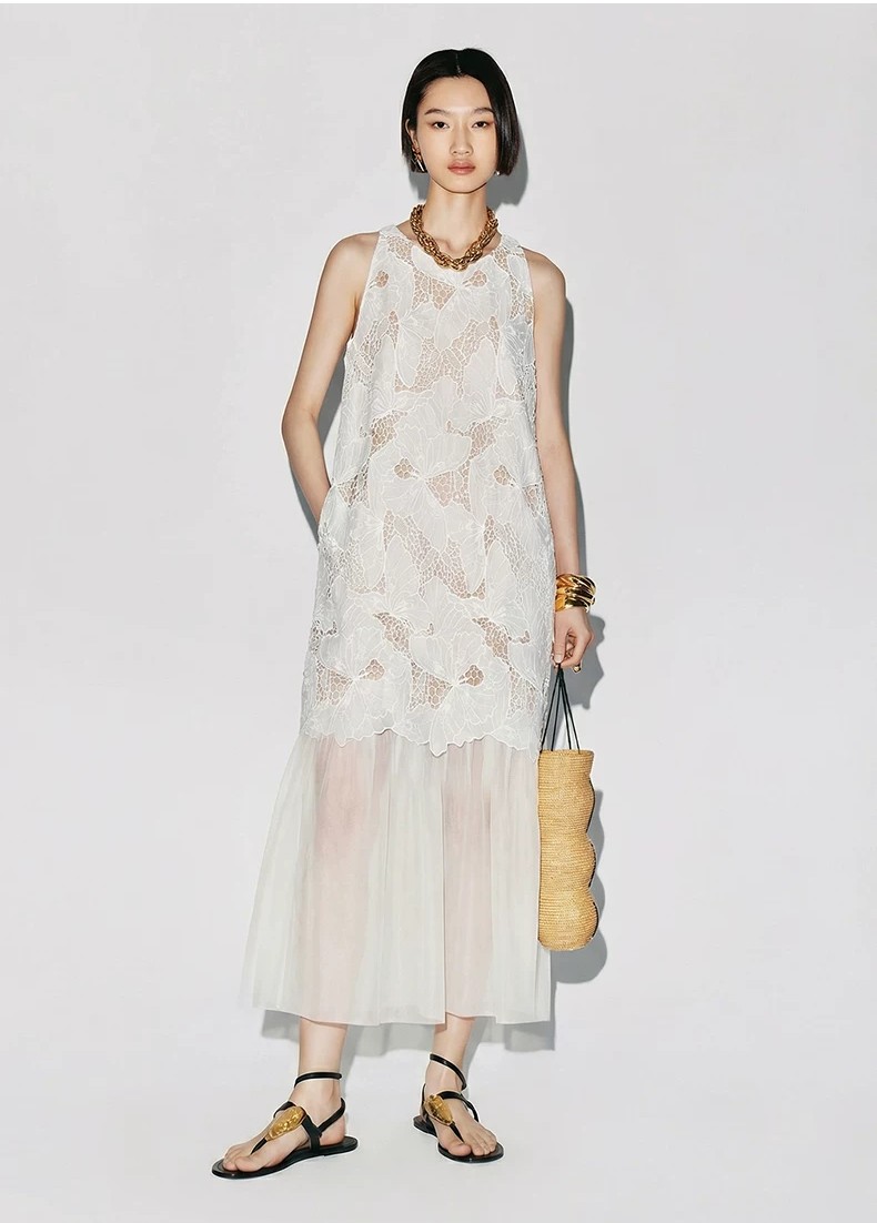 2026 summer hollow lace design sheer skirt dress 2026 summer hollow lace design sheer skirt dress