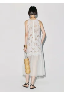 2026 summer hollow lace design sheer skirt dress
