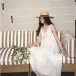 V-neck French retro romantic lace patchwork dress