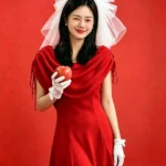 Bridal temperament, engagement dress, white dress, daily wear