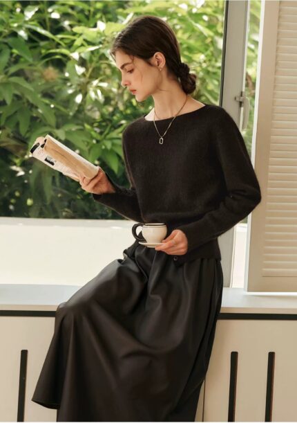 French one neck sweater for women