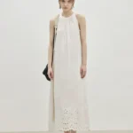 Vacation style hanging neck pure cotton A-line skirt