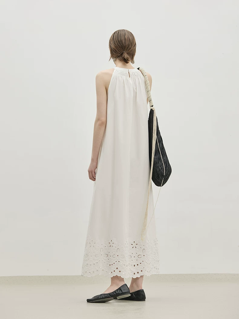 Vacation style hanging neck pure cotton A-line skirt Vacation style hanging neck pure cotton A-line skirt